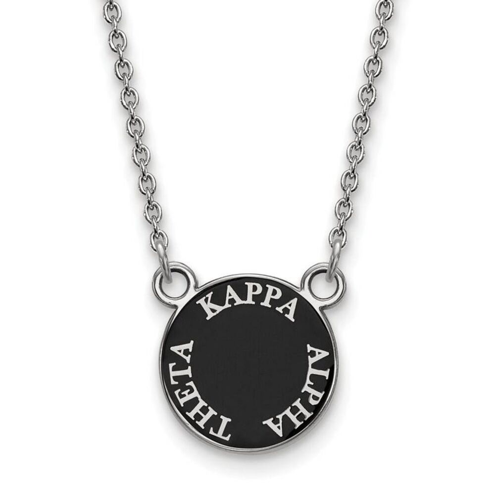 Sterling Silver Kappa Alpha Theta Small Enamel Disc Necklace